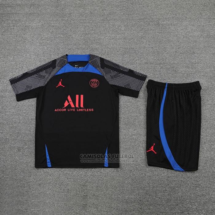 Fato de Treino Paris Saint-Germain Manga Curta 2022-2023 Preto Y Azul - Calcas Curta
